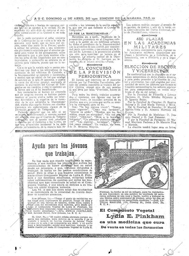 ABC MADRID 23-04-1922 página 20