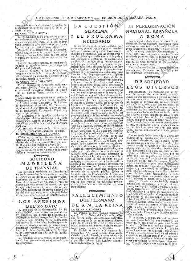 ABC MADRID 26-04-1922 página 9