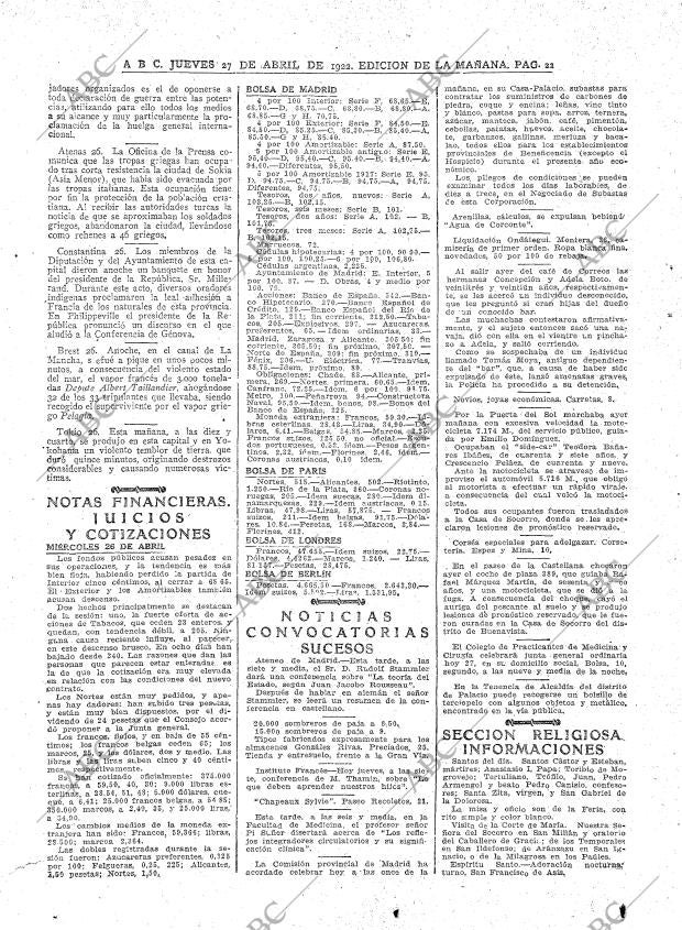 ABC MADRID 27-04-1922 página 22