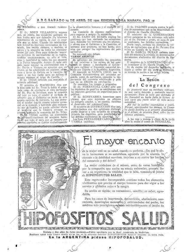 ABC MADRID 29-04-1922 página 10