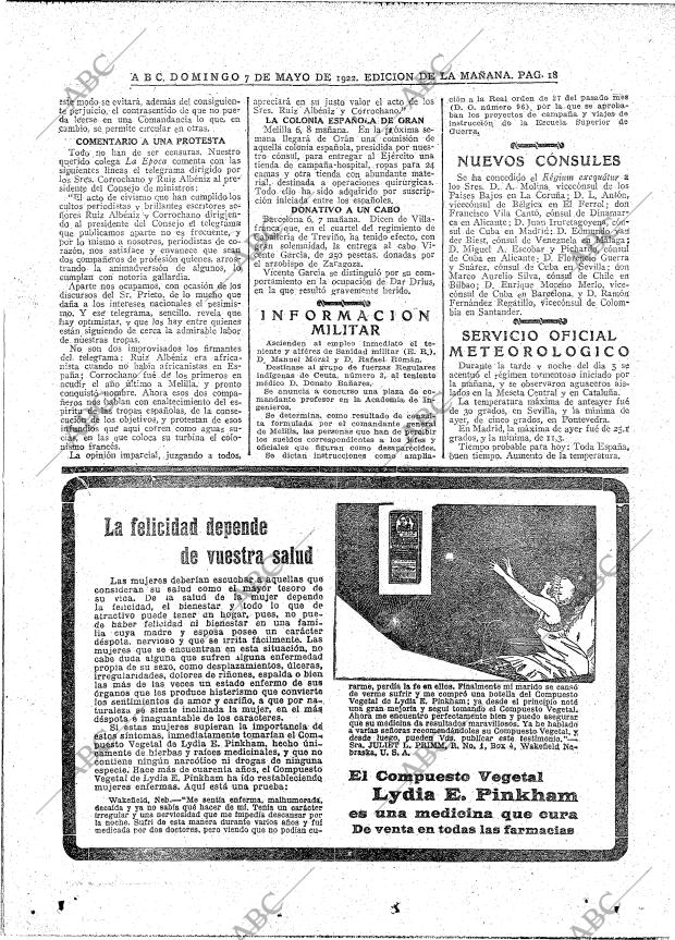 ABC MADRID 07-05-1922 página 16