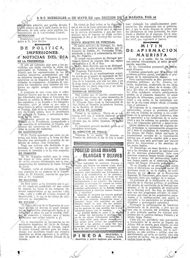 ABC MADRID 10-05-1922 página 20