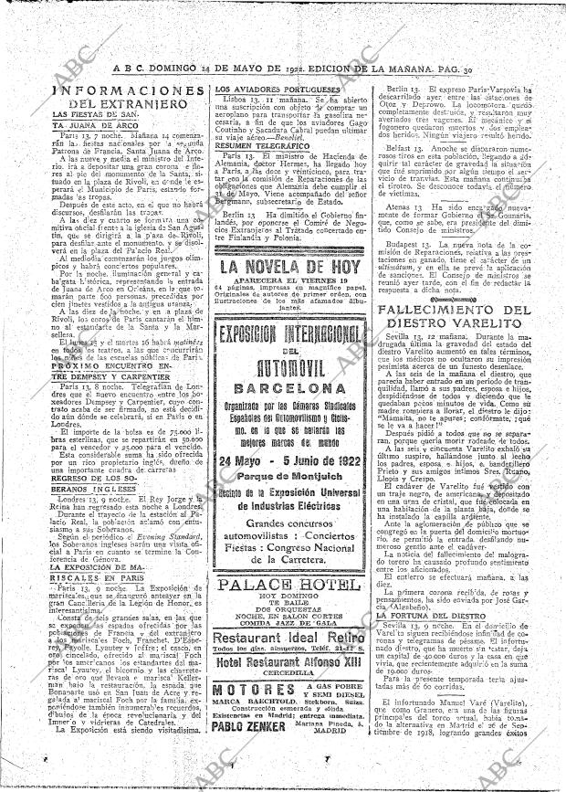 ABC MADRID 14-05-1922 página 30