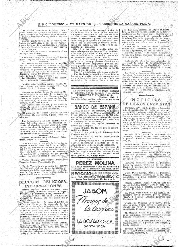 ABC MADRID 14-05-1922 página 34