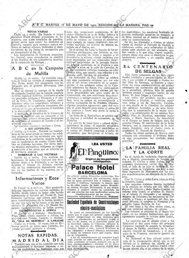 ABC MADRID 16-05-1922 página 10