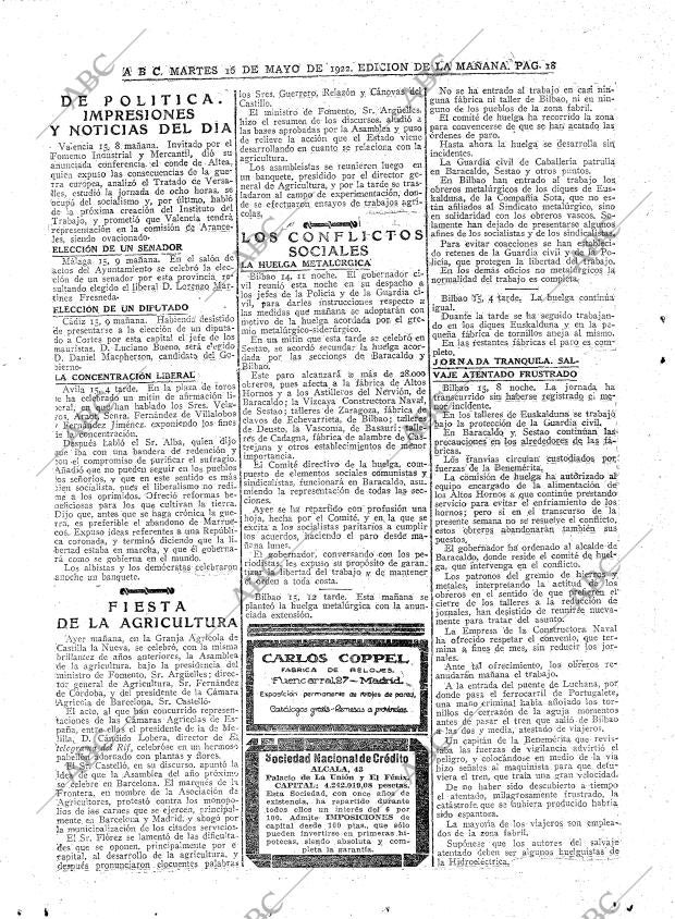 ABC MADRID 16-05-1922 página 18