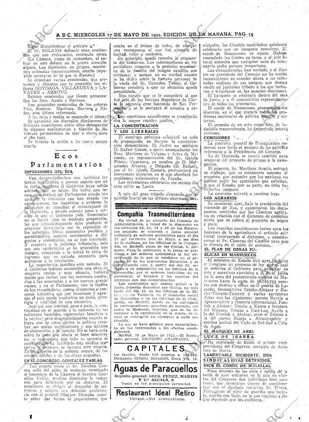 ABC MADRID 17-05-1922 página 14