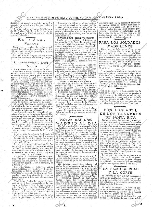 ABC MADRID 17-05-1922 página 9