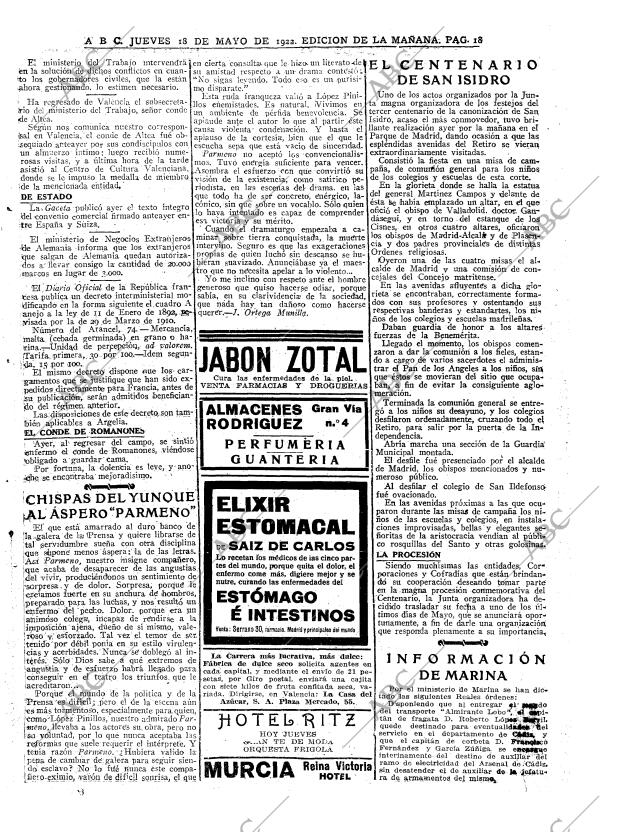 ABC MADRID 18-05-1922 página 18