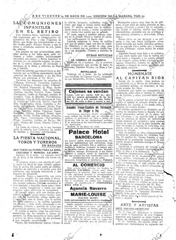 ABC MADRID 19-05-1922 página 20