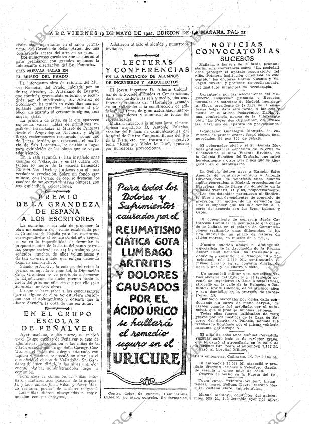 ABC MADRID 19-05-1922 página 21