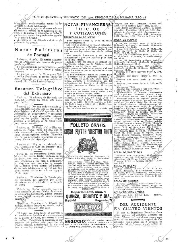 ABC MADRID 25-05-1922 página 18