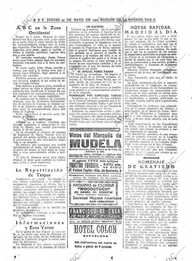 ABC MADRID 25-05-1922 página 8