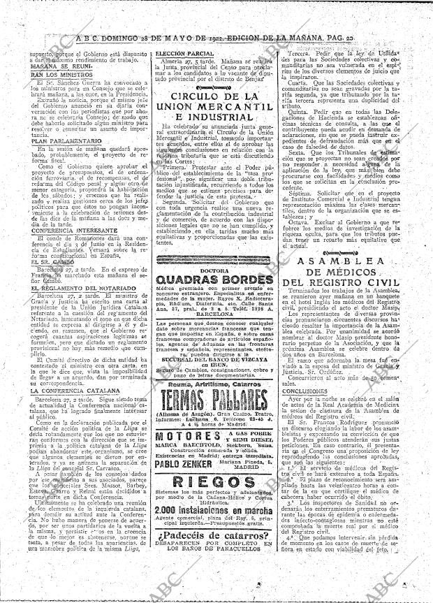 ABC MADRID 28-05-1922 página 20