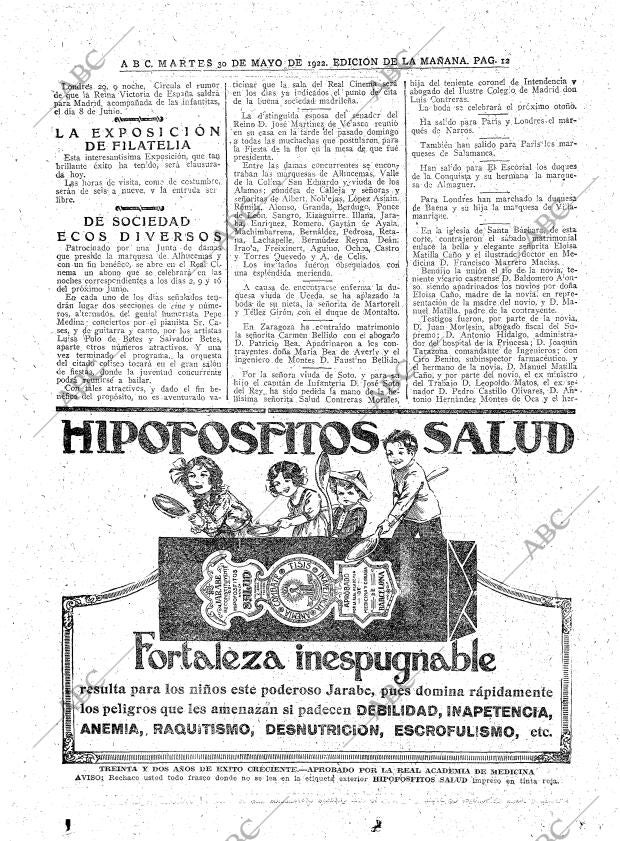 ABC MADRID 30-05-1922 página 12