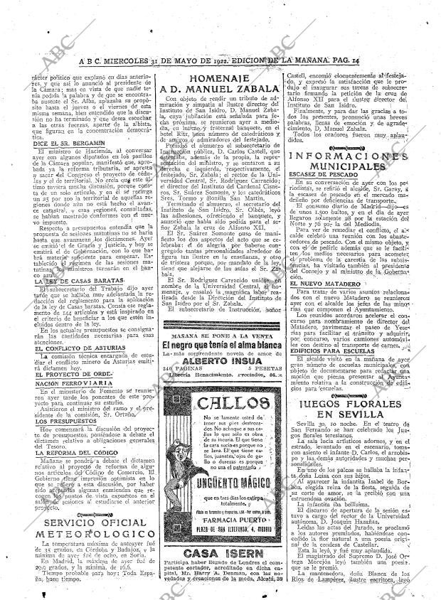 ABC MADRID 31-05-1922 página 14