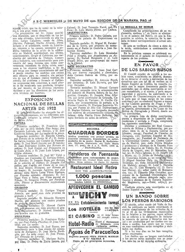 ABC MADRID 31-05-1922 página 16