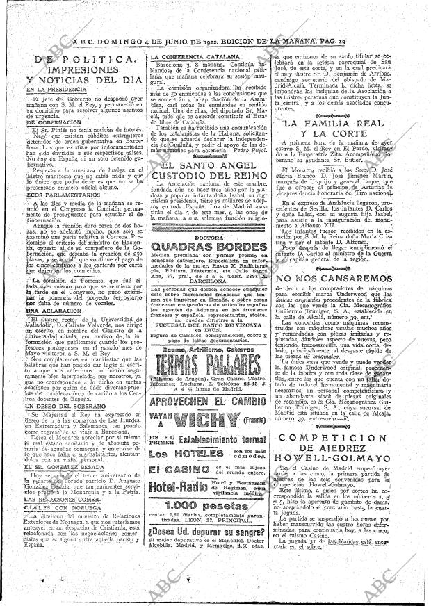 ABC MADRID 04-06-1922 página 19