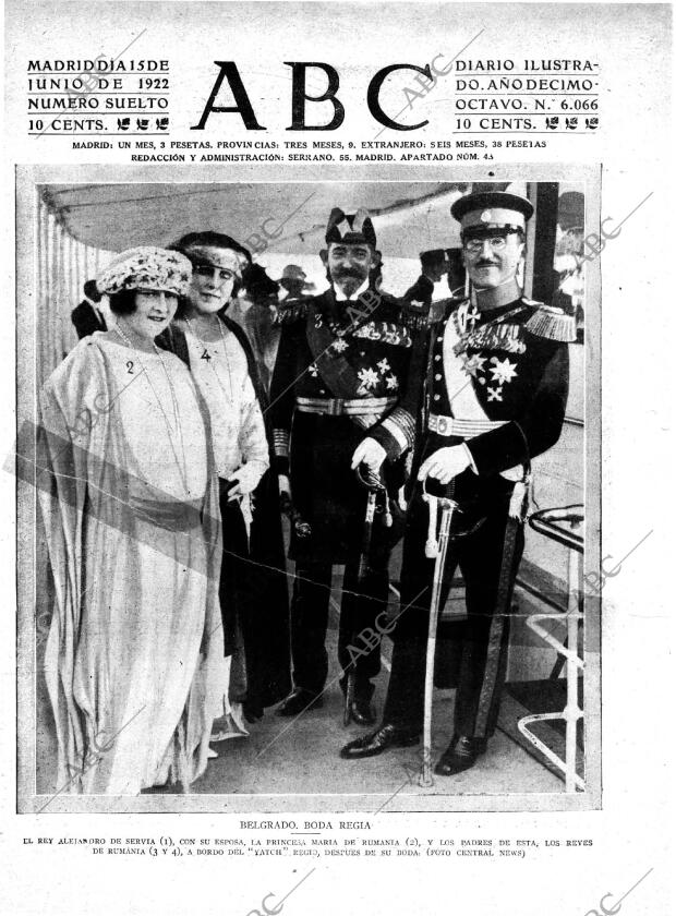 ABC MADRID 15-06-1922 página 1