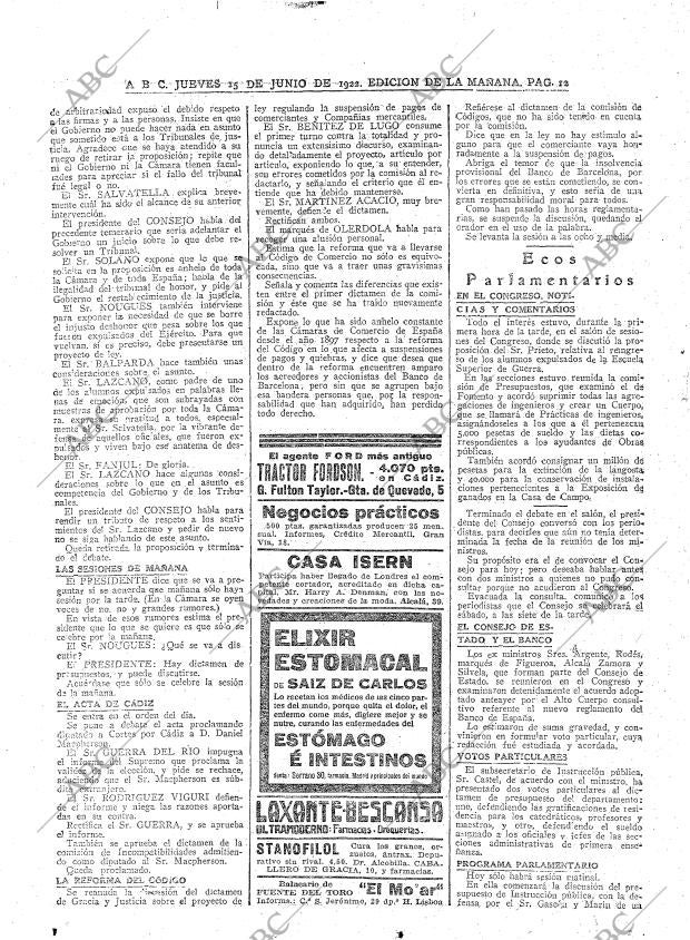 ABC MADRID 15-06-1922 página 12