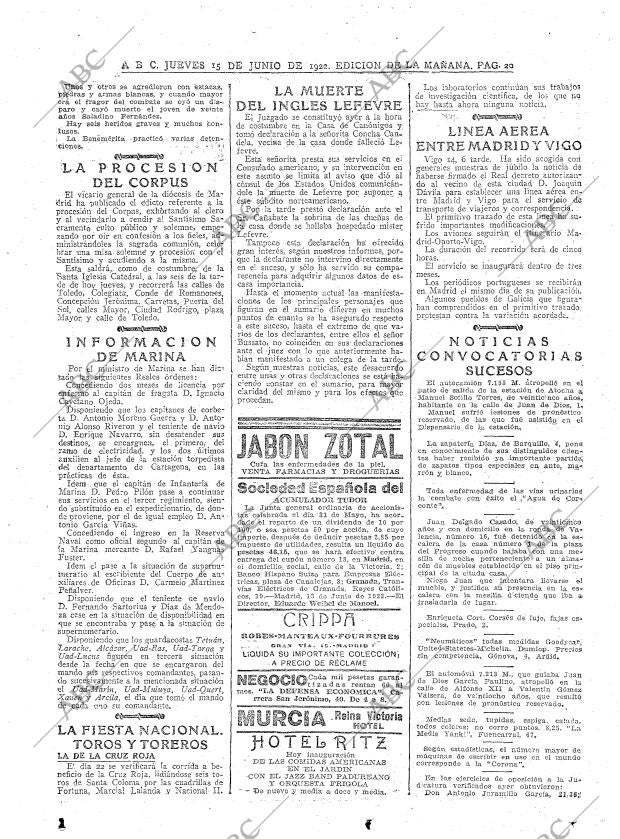 ABC MADRID 15-06-1922 página 20