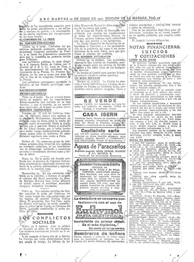 ABC MADRID 20-06-1922 página 22