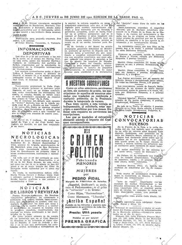 ABC MADRID 22-06-1922 página 17