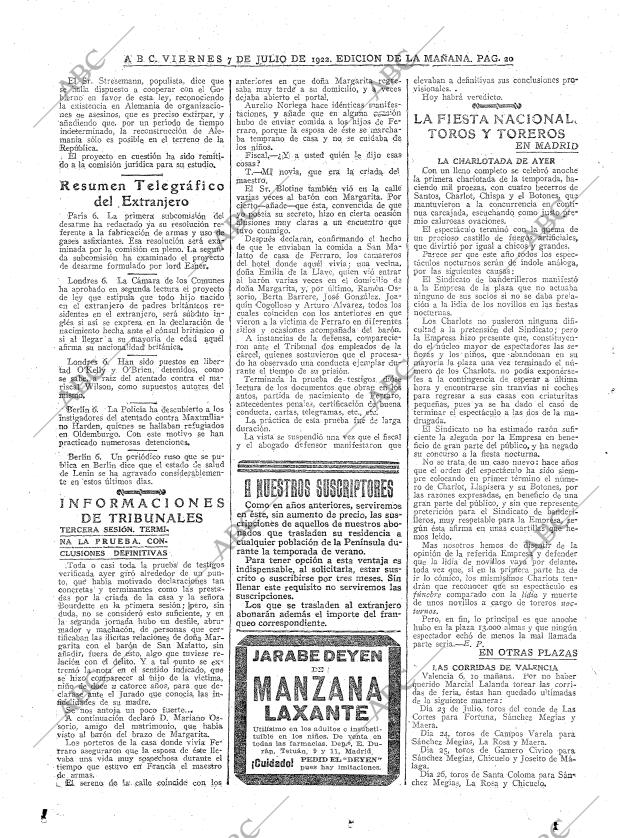 ABC MADRID 07-07-1922 página 20