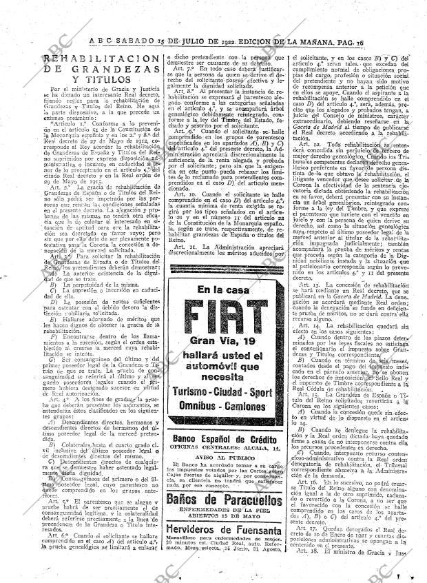 ABC MADRID 15-07-1922 página 16