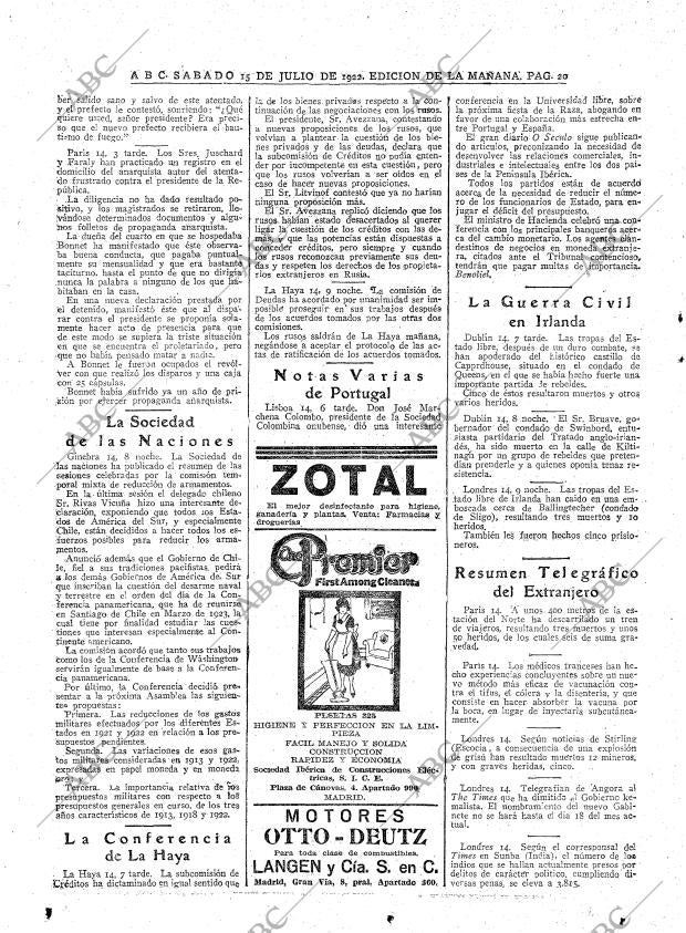 ABC MADRID 15-07-1922 página 20