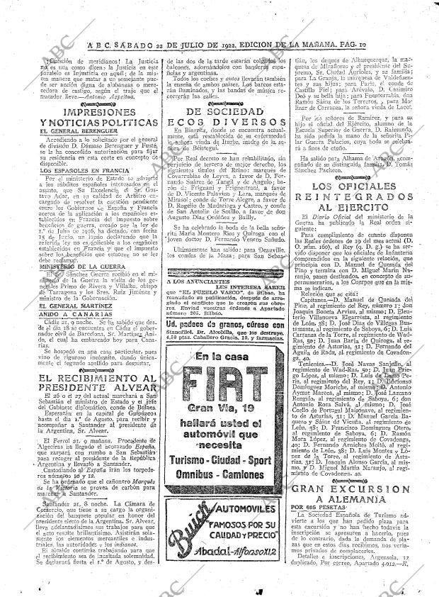 ABC MADRID 22-07-1922 página 10