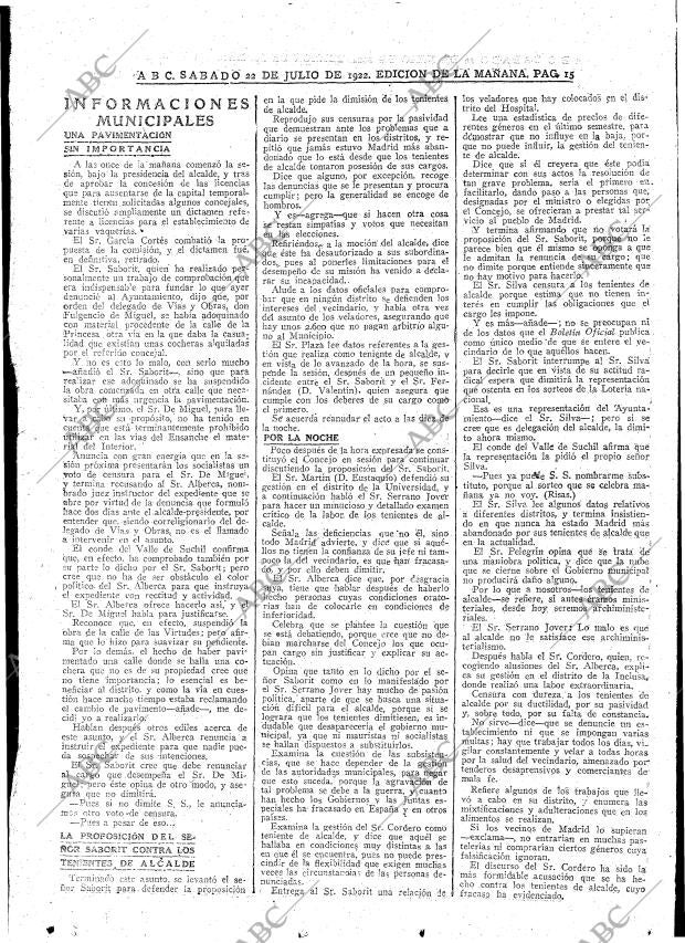 ABC MADRID 22-07-1922 página 15