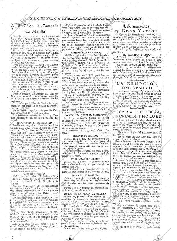 ABC MADRID 22-07-1922 página 9