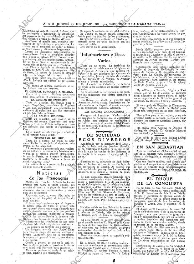 ABC MADRID 27-07-1922 página 10