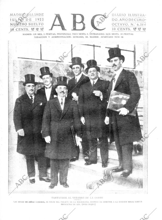 ABC MADRID 29-07-1922 página 1