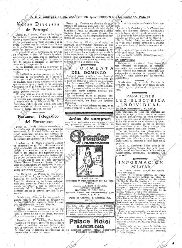 ABC MADRID 15-08-1922 página 18