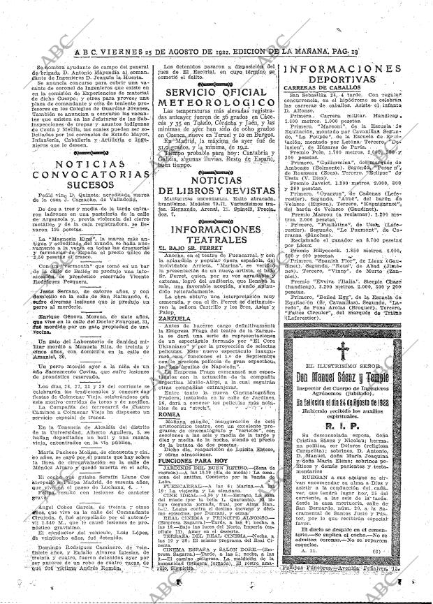 ABC MADRID 25-08-1922 página 19