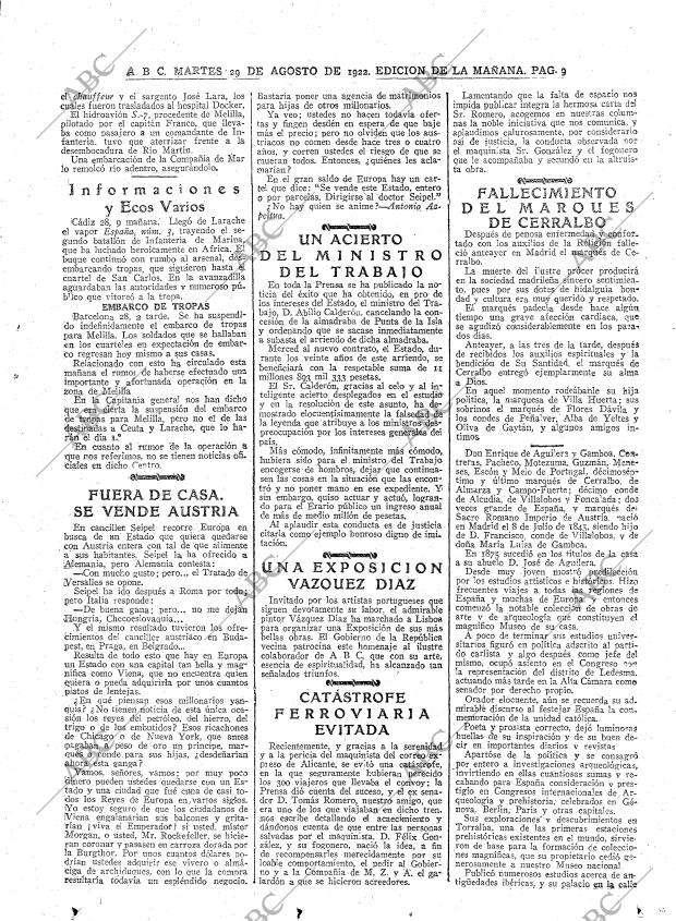 ABC MADRID 29-08-1922 página 9