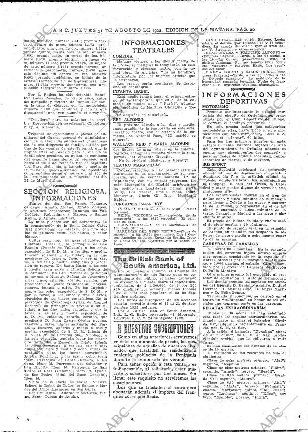 ABC MADRID 31-08-1922 página 20