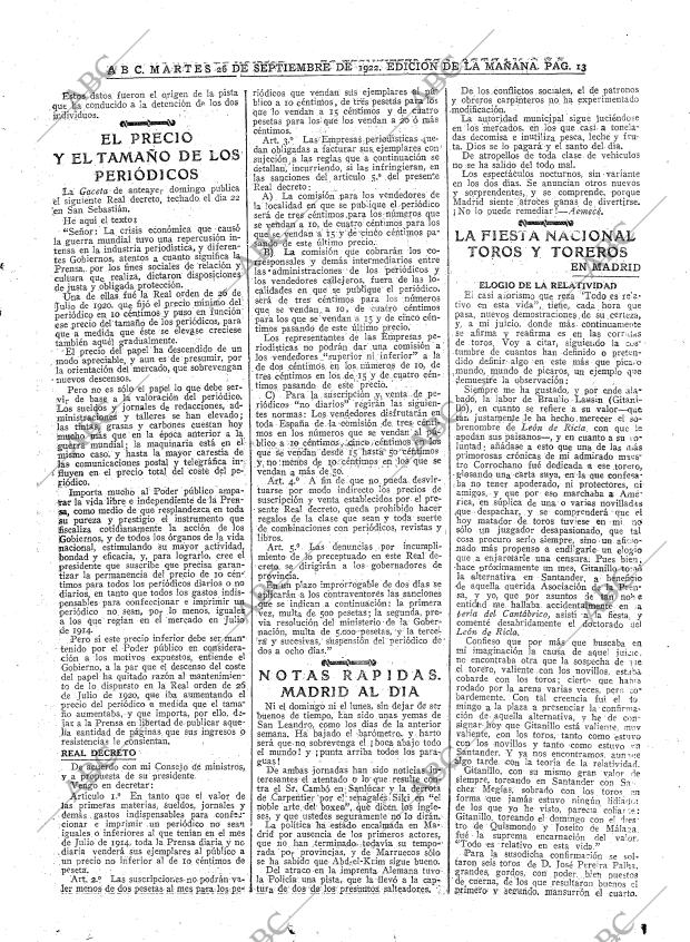 ABC MADRID 26-09-1922 página 13