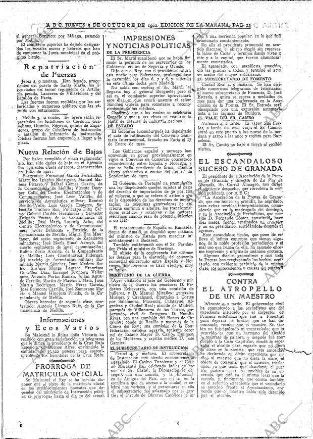 ABC MADRID 05-10-1922 página 12