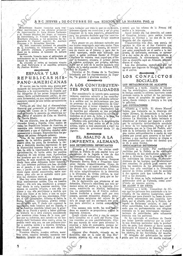 ABC MADRID 05-10-1922 página 17