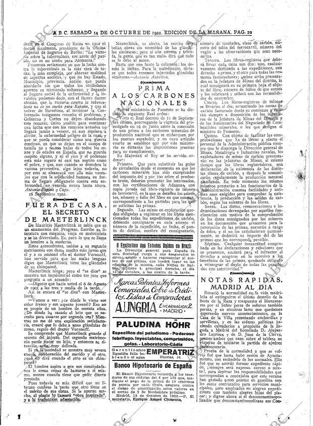 ABC MADRID 14-10-1922 página 10