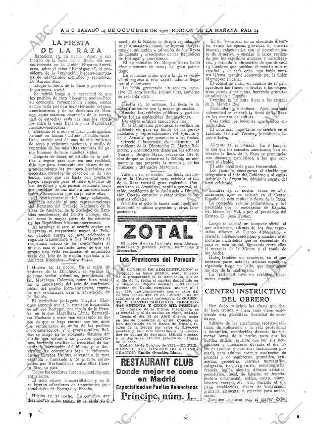 ABC MADRID 14-10-1922 página 14