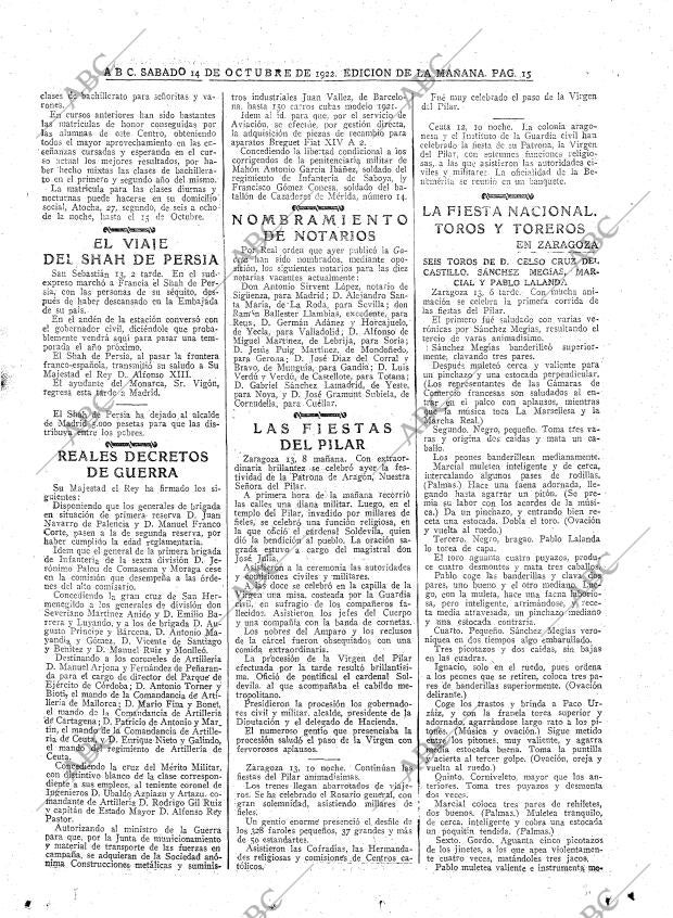 ABC MADRID 14-10-1922 página 15