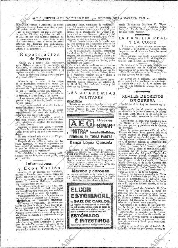 ABC MADRID 26-10-1922 página 12