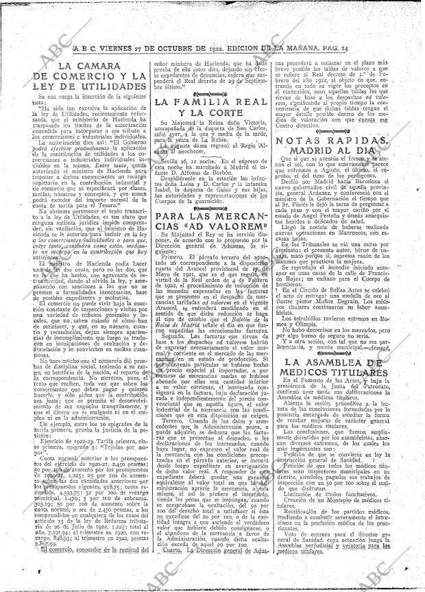 ABC MADRID 27-10-1922 página 14