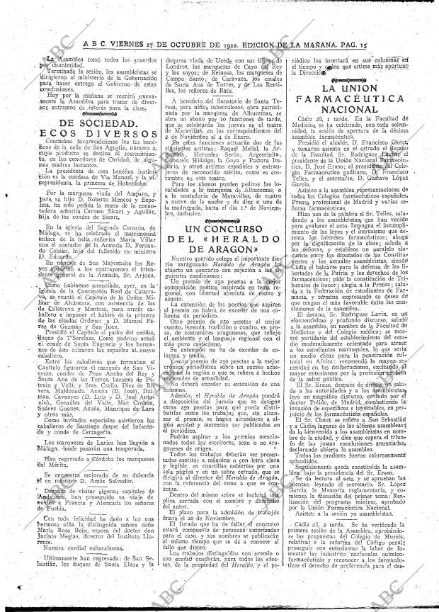 ABC MADRID 27-10-1922 página 15