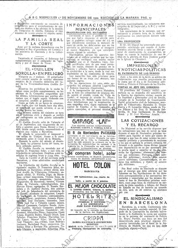 ABC MADRID 01-11-1922 página 12