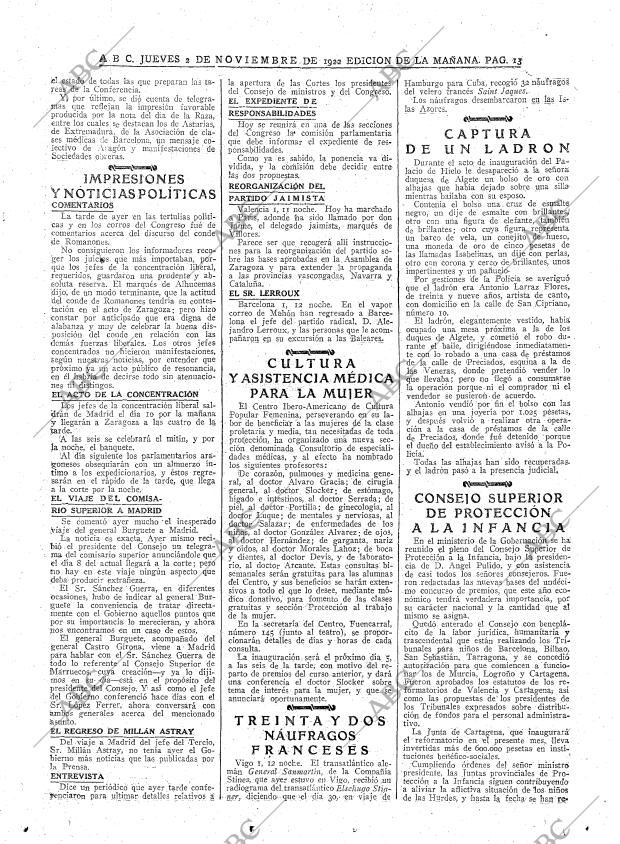 ABC MADRID 02-11-1922 página 13